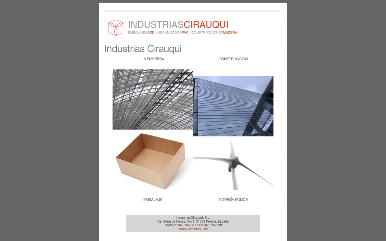 web de Industrias Cirauqui (Antes)