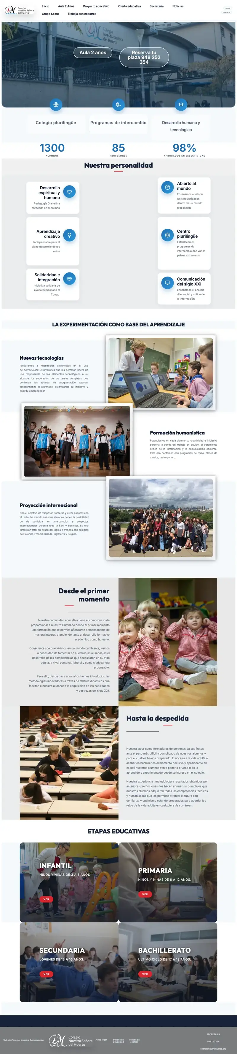 Web del Colegio N.ª S.ª del Huerto en ordenador