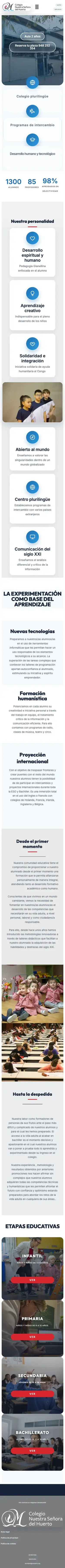 Web del Colegio N.ª S.ª del Huerto en móvil