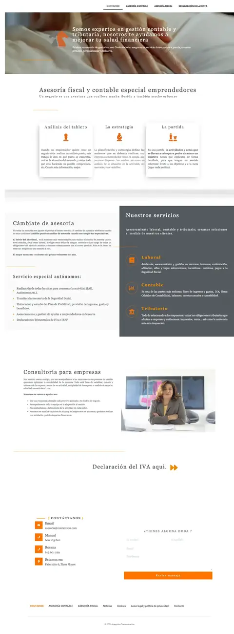 Web de Conta2000 en ordenador