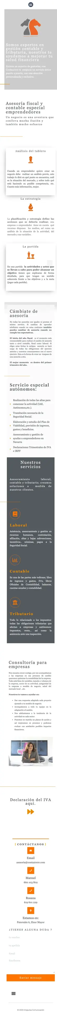 Web de Conta2000 en móvil