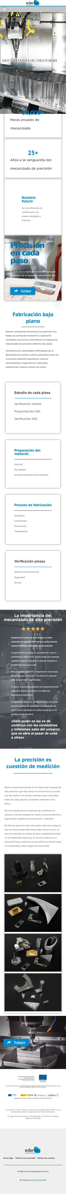 Web de Mecanizados Ederlan en móvil