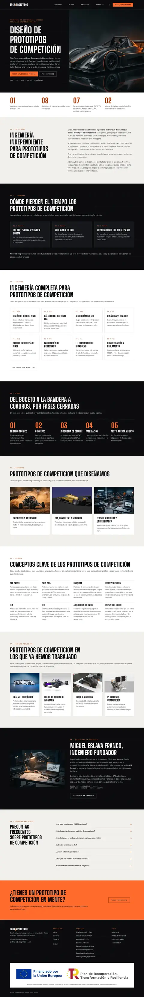 Web de ERGA Prototipos en ordenador