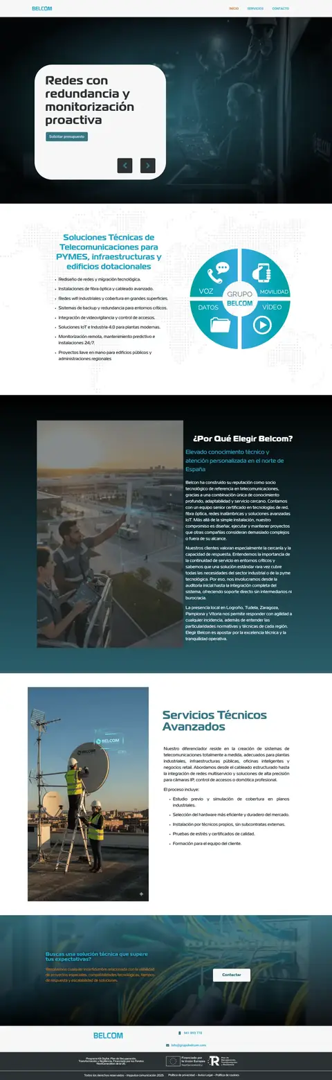 Web de Grupo Belcom en ordenador