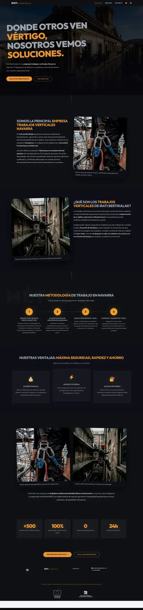 Web de Irati Bertikalak en ordenador