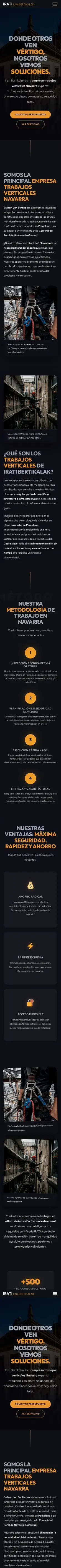 Web de Irati Bertikalak en móvil
